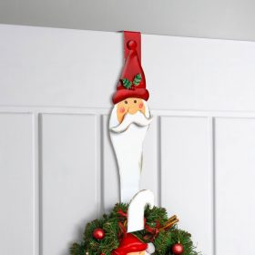   Karácsonyi kopogtató, ajtódísz tartó - fém - mikulás - 38 cm