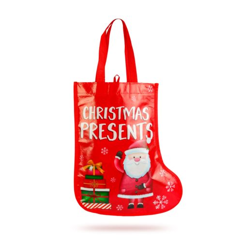 Karácsonyi ajándéktáska - csizma - 33 cm - piros