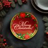 Karácsonyi kínálótál - műanyag - "Merry Christmas" - 22 cm