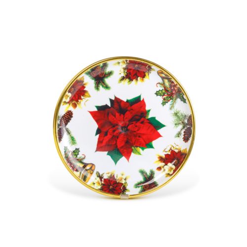 Karácsonyi kínálótál - műanyag - mikulásvirág - 22 cm