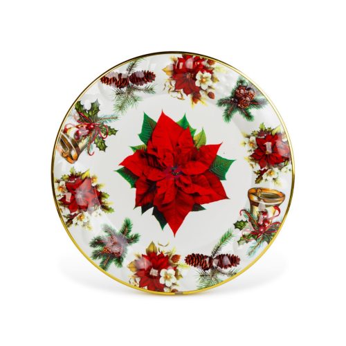 Karácsonyi kínálótál - műanyag - mikulásvirág - 37,5 cm