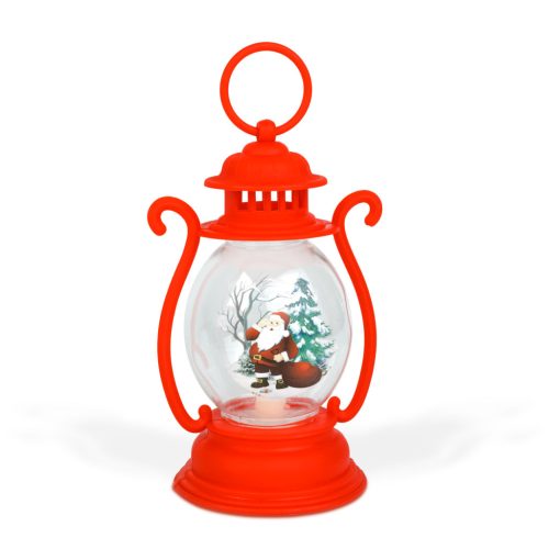 Karácsonyi dekoráció - lámpás - Mikulás - piros - 16,5 x 7 cm - 3 x LR44