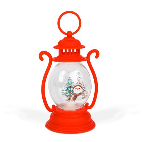 Karácsonyi dekoráció - lámpás - hóember - fehér - 16,5x 7 cm - 3 x LR44