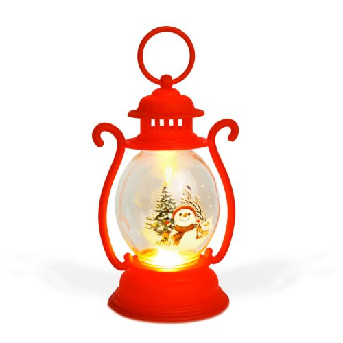 Karácsonyi dekoráció - lámpás - hóember - fehér - 16,5x 7 cm - 3 x LR44