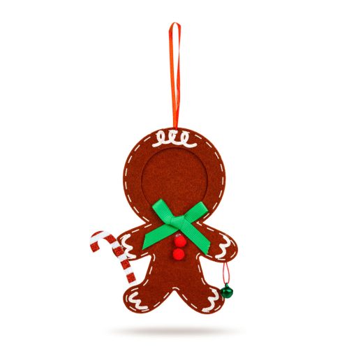 Karácsonyi fénykép dekoráció - filc - csengettyűvel - akasztható - 13 x 17 cm - 3 féle