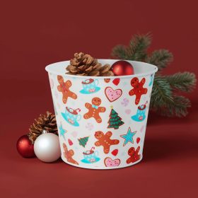   Karácsonyi dekoráció - fém kaspó, vödör - mézeskalács - 13 x 11 cm