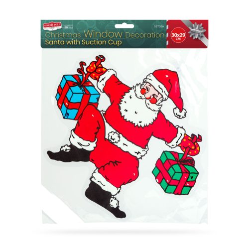 Karácsonyi ablakdekoráció - Mikulás - tapadókorongos - 30 x 29 cm