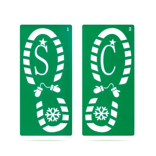 Karácsonyi dekoráció - lábnyom sablon szett - műanyag - 30,5 x 14 cm - 4 db / csomag