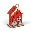 Karácsonyi LED-es dekoráció - házikó manóval - melegfehér LED, piros - 7,5 x 5 x 10 cm - 2 féle