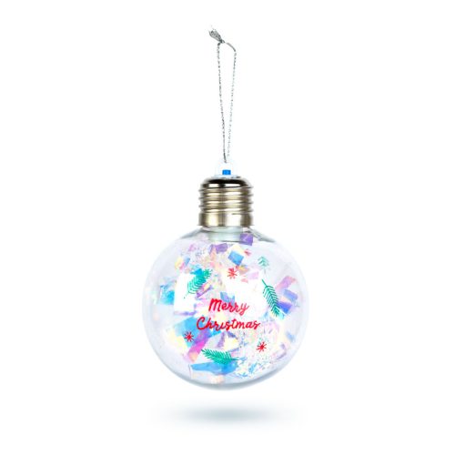 Karácsonyi LED-es gömb - RGB LED - átlátszó - műanyag - 8 cm - 3 x LR44