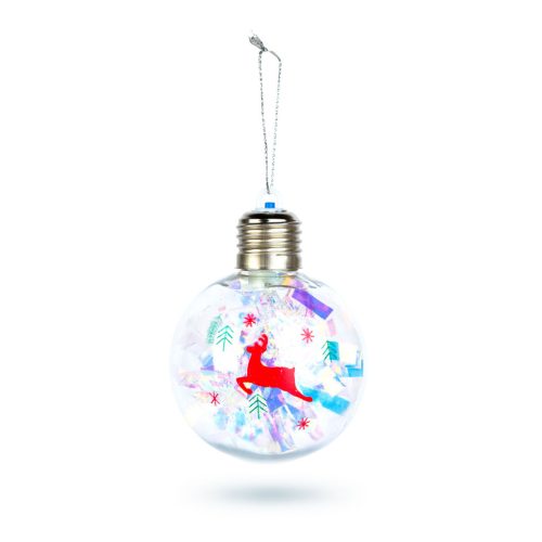 Karácsonyi LED-es gömb - RGB LED - átlátszó - műanyag - 8 cm - 3 x LR44