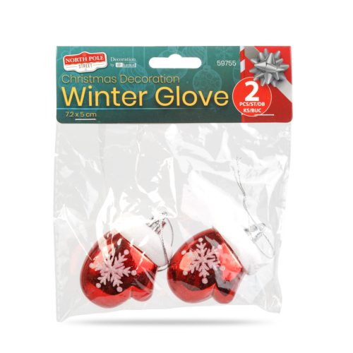 Karácsonyi dekoráció - téli kesztyű - 7,2 x 5 cm - 2 db / csomag