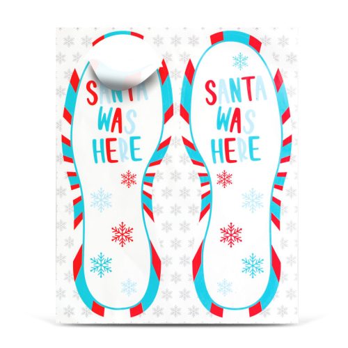 Karácsonyi dekoráció - "Itt járt a Mikulás" lábnyom matrica - 25 x 10 cm - 2 db / csomag