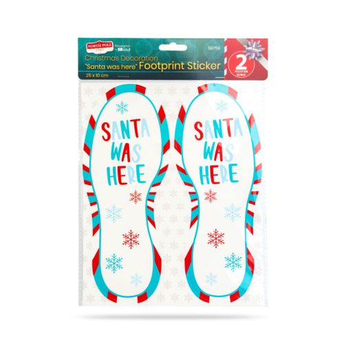 Karácsonyi dekoráció - "Itt járt a Mikulás" lábnyom matrica - 25 x 10 cm - 2 db / csomag
