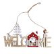 Karácsonyi ajtódísz fából akasztóval "welcome" - 29 x 15 cm