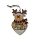 Karácsonyi ajtódísz fából akasztóval Xmas rénszarvas - 10 x 17 cm