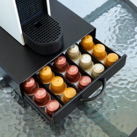   Fém kávékapszula tartó - 50 db Nespresso kapszulákhoz - 365 x 214 x 60 mm - matt fekete