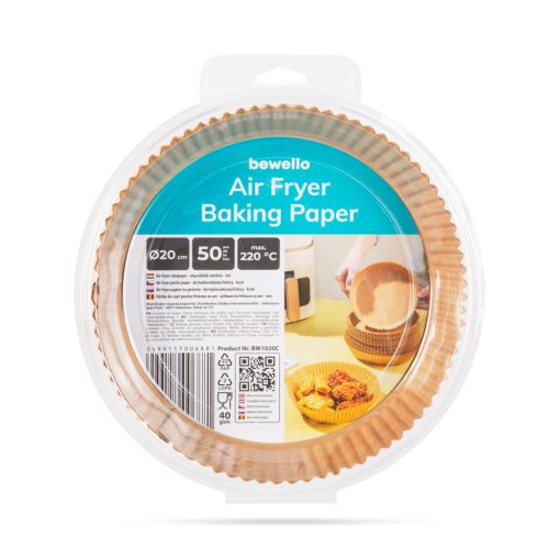 Air fryer sütőpapír - olaj nélküli sütőhöz - kör - 20 cm - 50 db / csomag