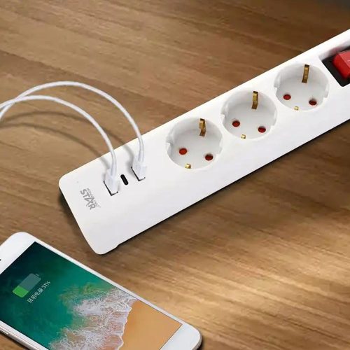 WinningStar - 3 az 1 -ben Elosztó - 3-as kapcsolós + 2 x USB + 1 x C-type - 3 m