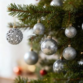   Karácsonyfadísz szett - 100 db gömb + csúcsdísz - ezüst