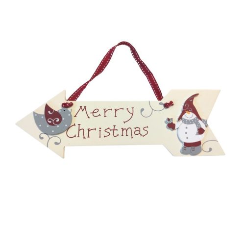 Karácsonyi ajtódísz fából akasztóval skandináv manó - 24 cm x 9 cm