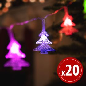   LED fényfüzér - színes fenyőfa - 20 LED - 2 méter - 3 x AA