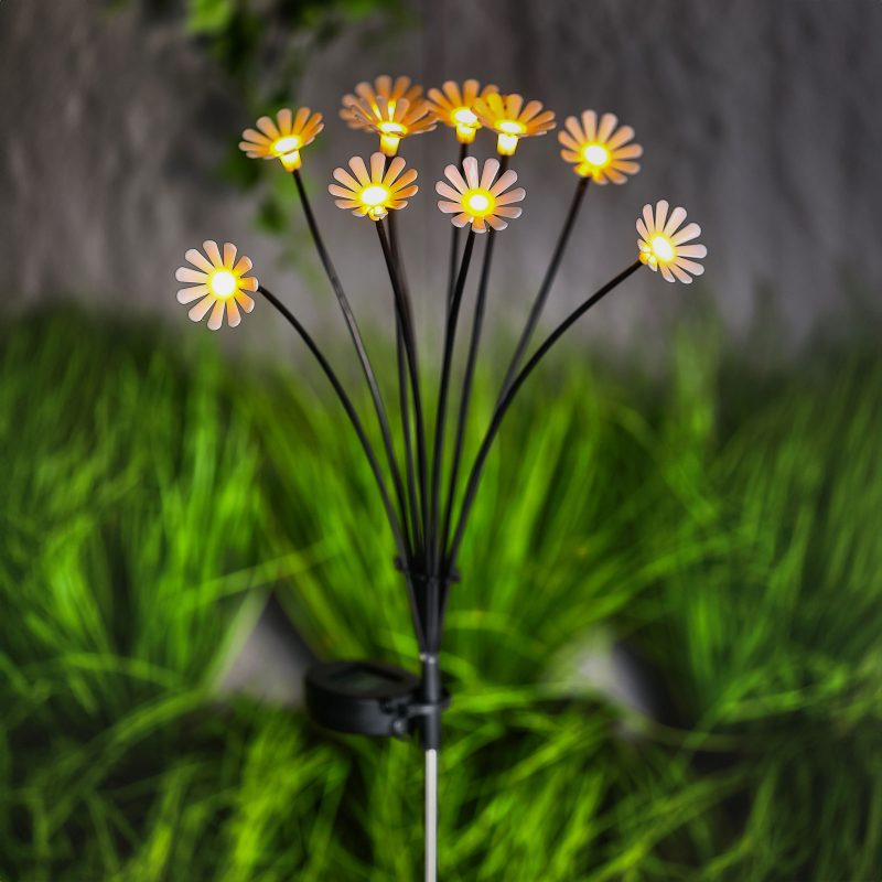 Leszúrható szolár lámpa - kamilla - 10 melegfehér LED - 80 cm