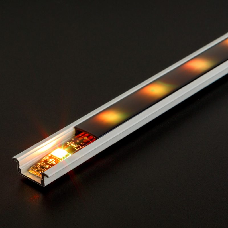LED aluminium profil sín - 2000 x 23(17) x 8 mm - süllyeszthető U profil - fehér