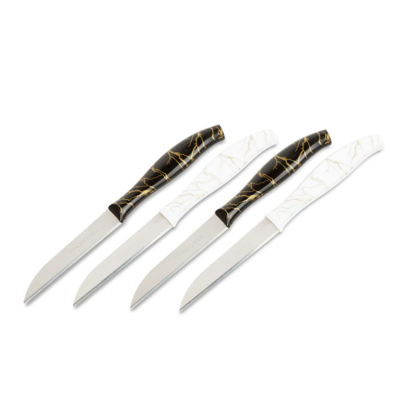 Konyhai kés készlet - 15 cm - fekete/fehér - 4 db / csomag