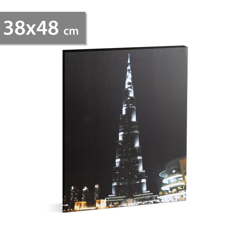 LED-es fali hangulatkép - "Burj Khalifa" - 2 x AA, 38 x 48 cm