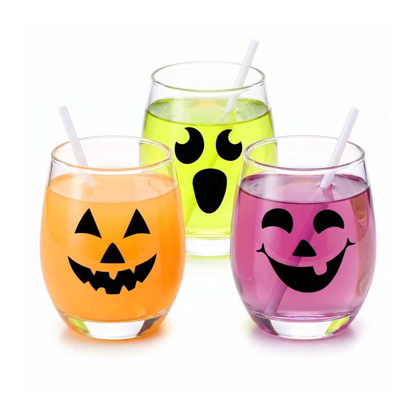 Halloween-i fólia matrica szett - fekete tök arcok - 16 db / csomag