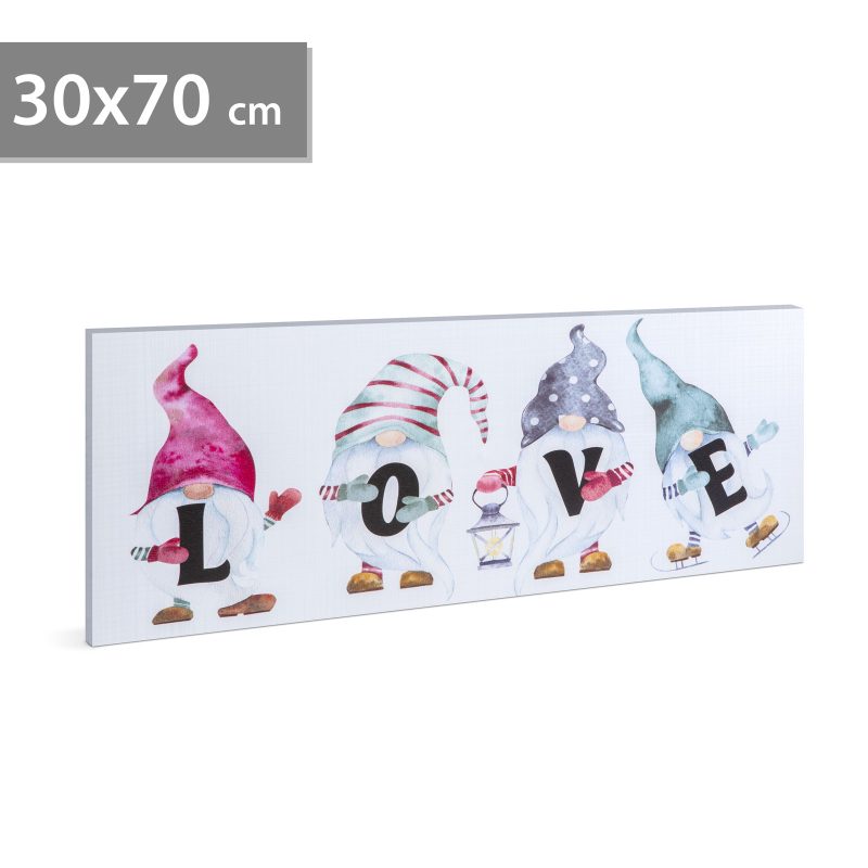 LED-es fali hangulatkép - "LOVE" - 2 x AA, 70 x 30 cm