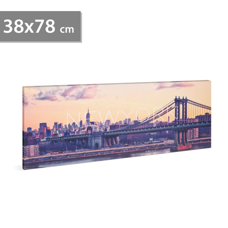 LED-es fali hangulatkép - "New York" - 2 x AA, 38 x 78 cm
