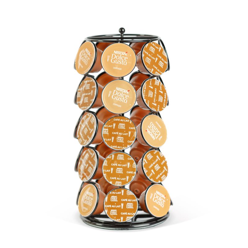 Fém kávékapszula tartó - 35 db Dolce Gusto kapszulához - 165 x 165 x 320 mm - fekete
