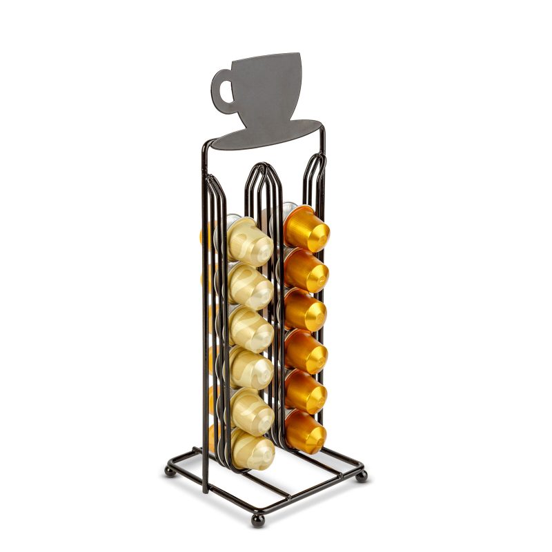 Fém kávékapszula tartó - 28 db Nespresso kapszulához - 125 x 115 x 340 mm - matt fekete